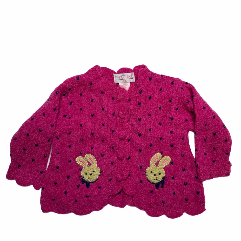 Lydia Jane cardigan size 18 months fushia bunnies